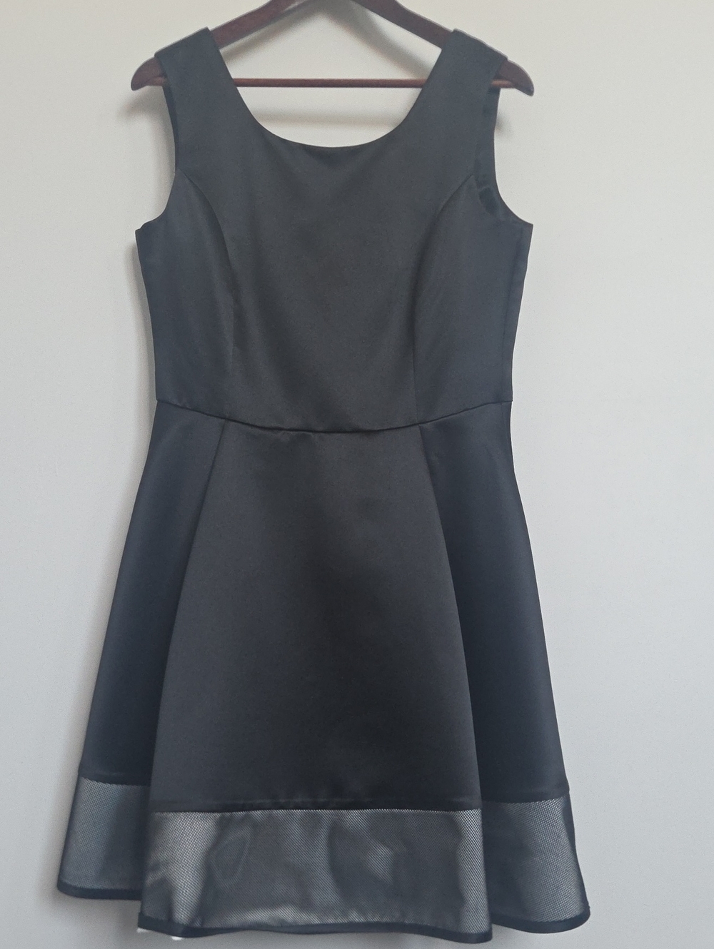 Pink Tartan Black Fit-and-Flare Dress with Sheer Hem